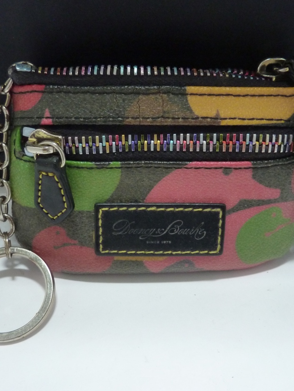 Dooney & Bourke Ducks Rainbow Wonder Ducks Key Ring Coin Purse Pouch Rare